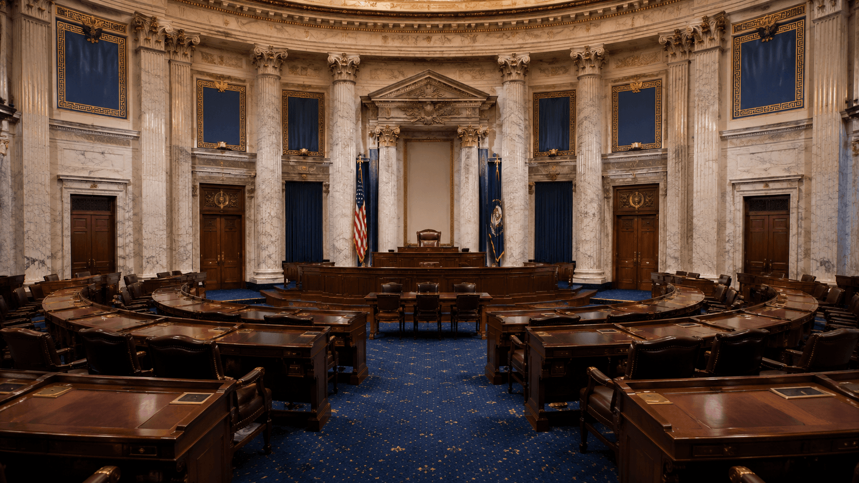 U.S. Senate Banking Committee chamber during the CLARITY Act markup session with senators seated at their desks.