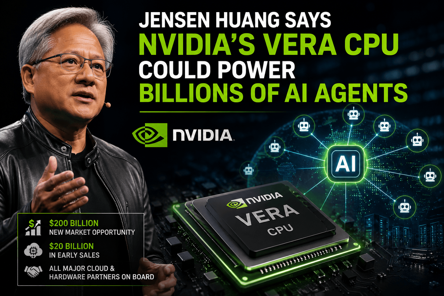 Nvidia CEO Jensen Huang discussing Vera CPU and AI agent infrastructure at VivaTech Paris